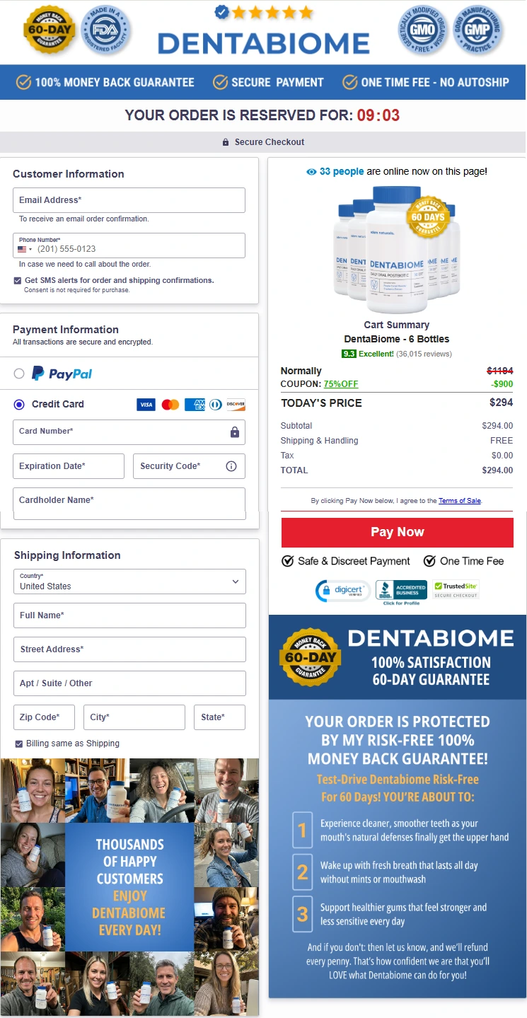 dentabiome-secure-checkout-page